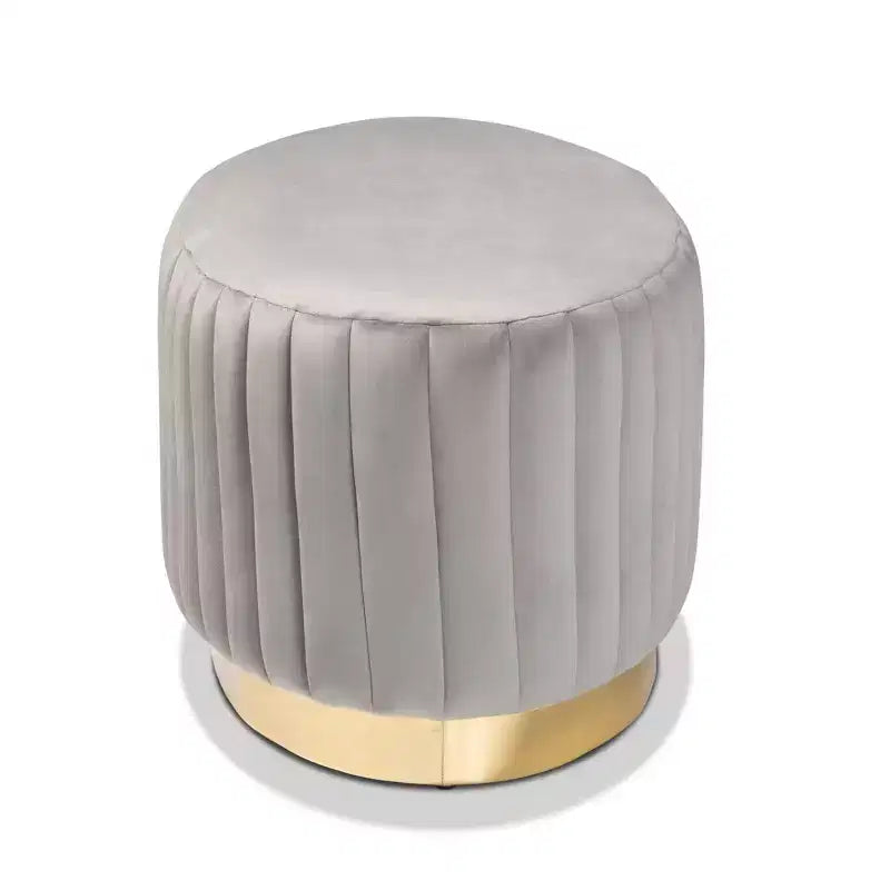 Poggiapiedi in tessuto velluto Kirana e pelle PU, color oro - Baxton Studio