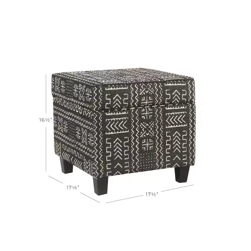 Pouf contenitore quadrato con coperchio rimovibile Onyx - HomePop: Imbottito, Forma rettangolare