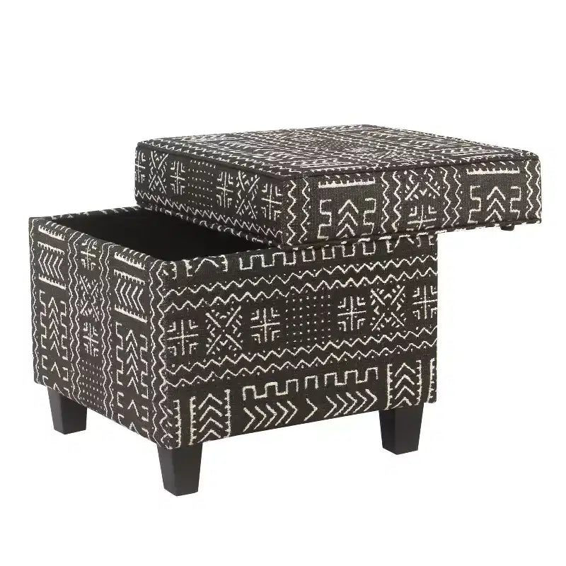 Pouf contenitore quadrato con coperchio rimovibile Onyx - HomePop: Imbottito, Forma rettangolare
