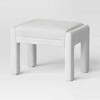 Fully Upholstered Ottoman Cream Boucle - Threshold™: Wooden Frame, Polyester, Spot Clean