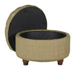 Pouf contenitore trapuntato in tweed marrone chiaro/crema - HomePop: Trapuntato, gambe in legno, coperchio rimovibile