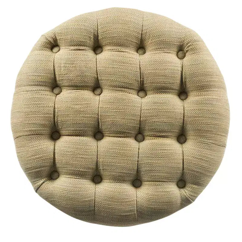 Pouf contenitore trapuntato in tweed marrone chiaro/crema - HomePop: Trapuntato, gambe in legno, coperchio rimovibile