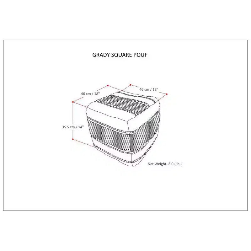 Pouf quadrato Heyfield marrone terra - WyndenHall