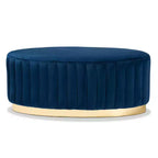Pouf Kirana in velluto e PU con base color oro - Baxton Studio