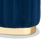 Pouf Kirana in velluto e PU con base color oro - Baxton Studio