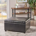 Forrester Bonded Leather Square Storage Ottoman Espresso - Christopher Knight Home: Upholstered with Hidden Compartment