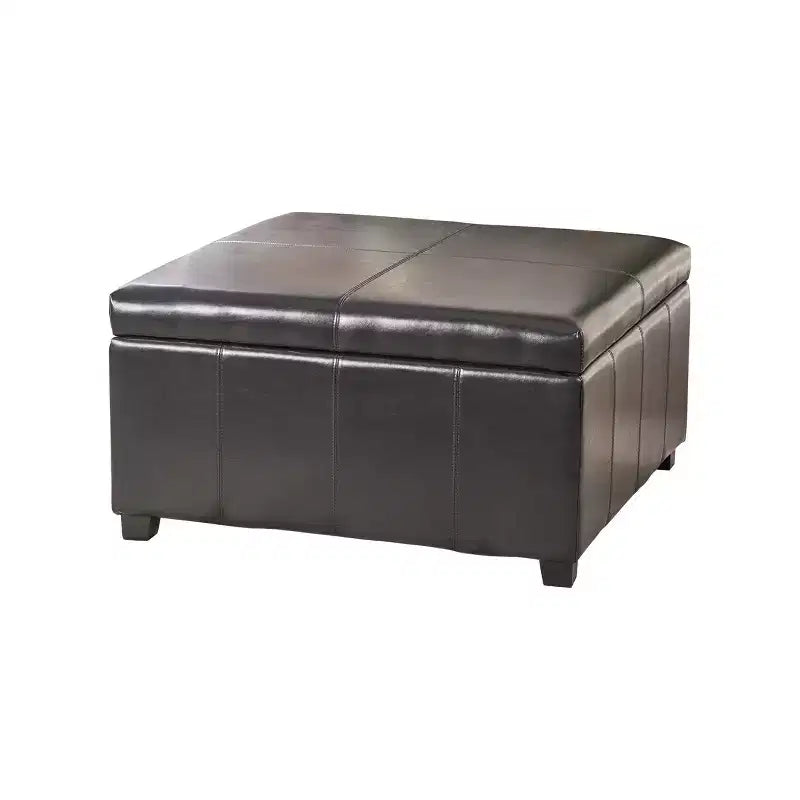 Pouf contenitore quadrato in similpelle incollata Forrester, color espresso - Christopher Knight Home: Imbottito con scomparto segreto