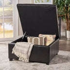 Pouf contenitore quadrato in similpelle incollata Forrester, color espresso - Christopher Knight Home: Imbottito con scomparto segreto