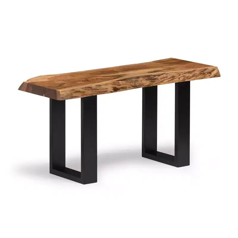 Alaterre Furniture Alpine, panca in legno massiccio con bordo naturale, colore marrone, 91 cm, con ripiano e ganci appendiabiti, in metallo e legno