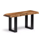 Alaterre Furniture Alpine, panca in legno massiccio con bordo naturale, colore marrone, 91 cm, con ripiano e ganci appendiabiti, in metallo e legno