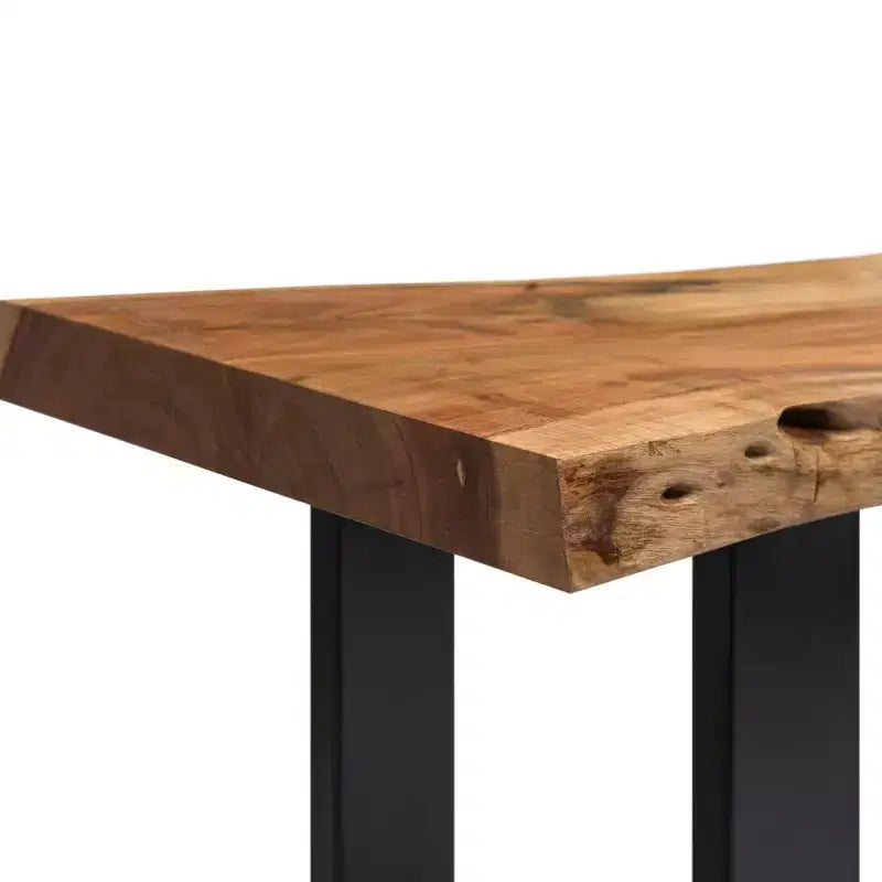 Alaterre Furniture Alpine, panca in legno massiccio con bordo naturale, colore marrone, 91 cm, con ripiano e ganci appendiabiti, in metallo e legno