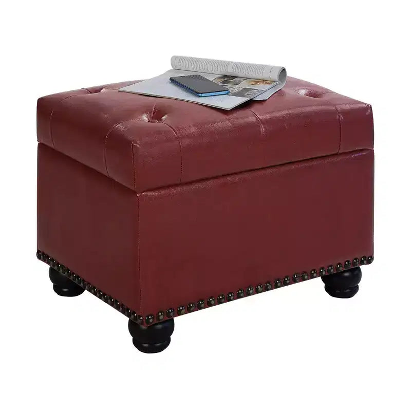 Breighton Home Designs4Comfort Pouf contenitore 5th Avenue: Coperchio incernierato, seduta in similpelle