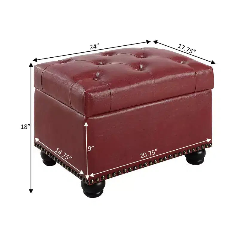 Breighton Home Designs4Comfort Pouf contenitore 5th Avenue: Coperchio incernierato, seduta in similpelle