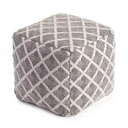 Pouf Carondelet Nero/Avorio - Anji Mountain: Quadrato geometrico non imbottito, certificato Fair Trade