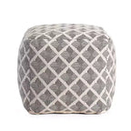 Pouf Carondelet Nero/Avorio - Anji Mountain: Quadrato geometrico non imbottito, certificato Fair Trade