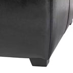 Pouf/poggiapiedi quadrato in vera pelle nero - Baxton Studio: Moderno imbottito, Struttura in legno, Nessun assemblaggio richiesto