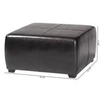 Pouf/poggiapiedi quadrato in vera pelle nero - Baxton Studio: Moderno imbottito, Struttura in legno, Nessun assemblaggio richiesto