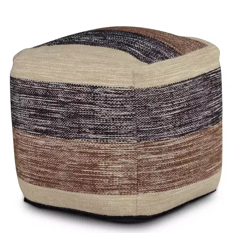 Pouf Jamal quadrato intrecciato Beige/Marrone/Nero - Steve Silver Co.