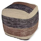 Pouf Jamal quadrato intrecciato Beige/Marrone/Nero - Steve Silver Co.
