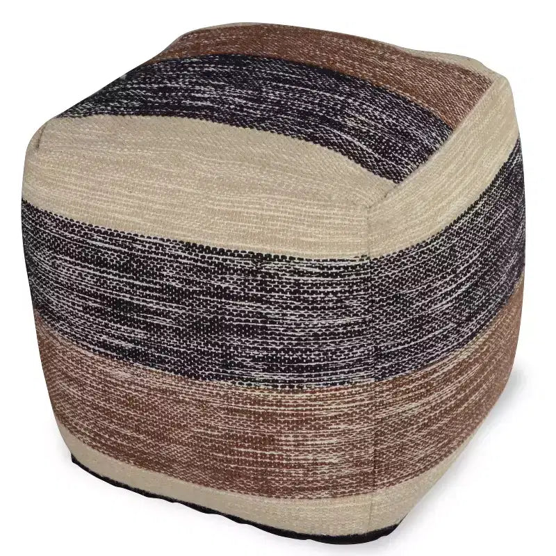 Pouf Jamal quadrato intrecciato Beige/Marrone/Nero - Steve Silver Co.