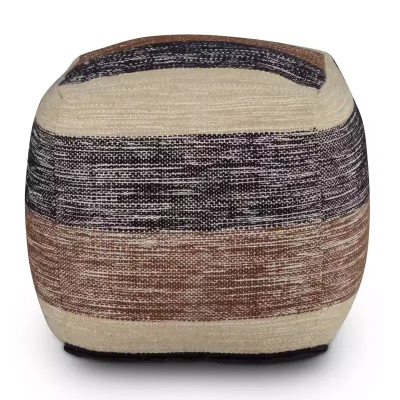 Pouf Jamal quadrato intrecciato Beige/Marrone/Nero - Steve Silver Co.