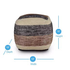 Pouf Jamal quadrato intrecciato Beige/Marrone/Nero - Steve Silver Co.