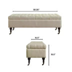 Panca imbottita Collette con contenitore color crema - Adore Decor: Mid-Century Modern, rivestimento in poliestere, struttura in legno