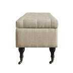Panca imbottita Collette con contenitore color crema - Adore Decor: Mid-Century Modern, rivestimento in poliestere, struttura in legno