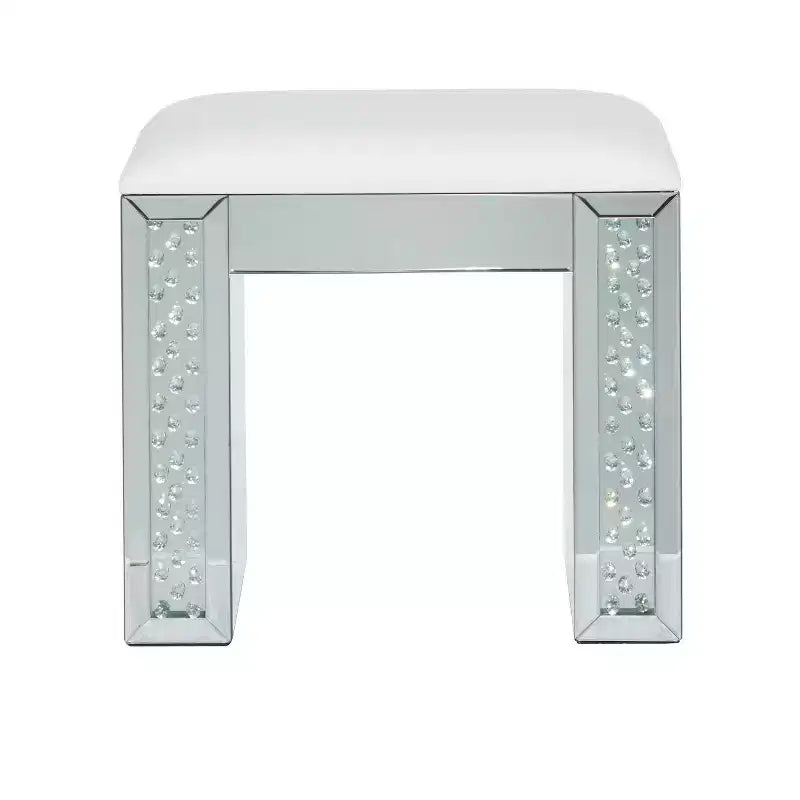 Sgabello imbottito a specchio Glam argento - Olivia & May