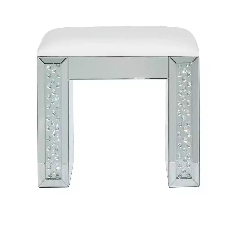 Sgabello imbottito a specchio Glam argento - Olivia & May