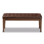 Panca contenitore Walsh in similpelle e legno, marrone scuro/noce - Baxton Studio: Elegante panca rettangolare, rivestimento in poliestere