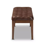 Panca contenitore Walsh in similpelle e legno, marrone scuro/noce - Baxton Studio: Elegante panca rettangolare, rivestimento in poliestere