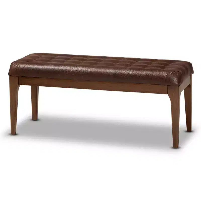 Panca contenitore Walsh in similpelle e legno, marrone scuro/noce - Baxton Studio: Elegante panca rettangolare, rivestimento in poliestere