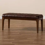 Panca contenitore Walsh in similpelle e legno, marrone scuro/noce - Baxton Studio: Elegante panca rettangolare, rivestimento in poliestere