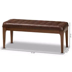 Panca contenitore Walsh in similpelle e legno, marrone scuro/noce - Baxton Studio: Elegante panca rettangolare, rivestimento in poliestere