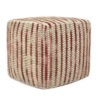 WyndenHall Malcolm Pouf Cubo Intrecciato Granata: Poggiapiedi Quadrato Imbottito, Nessun Montaggio, Stile Moderno