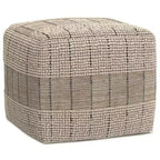 WyndenHall Billie Pouf Quadrato Intrecciato Grigio: Pouf Contenitore in Juta in Stile Contemporaneo, Seduta Imbottita, 18"x18"x14"