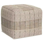 WyndenHall Billie Pouf Quadrato Intrecciato Grigio: Pouf Contenitore in Juta in Stile Contemporaneo, Seduta Imbottita, 18"x18"x14"