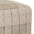 WyndenHall Billie Pouf Quadrato Intrecciato Grigio: Pouf Contenitore in Juta in Stile Contemporaneo, Seduta Imbottita, 18"x18"x14"