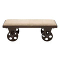 Industrial Wood Bench Brown - Olivia & May: Metal Frame, Wheeled, 400 lbs Capacity
