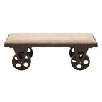 Industrial Wood Bench Brown - Olivia & May: Metal Frame, Wheeled, 400 lbs Capacity