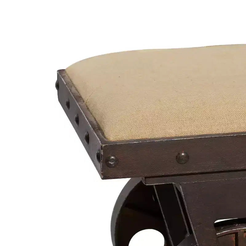 Panca industriale in legno marrone - Olivia & May: telaio in metallo, con ruote, capacità 181 kg