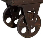 Panca industriale in legno marrone - Olivia & May: telaio in metallo, con ruote, capacità 181 kg