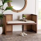 Panca Accent Lovina in Rattan e Legno di Acacia bali & pari, Miele Chiaro/Marrone Chiaro