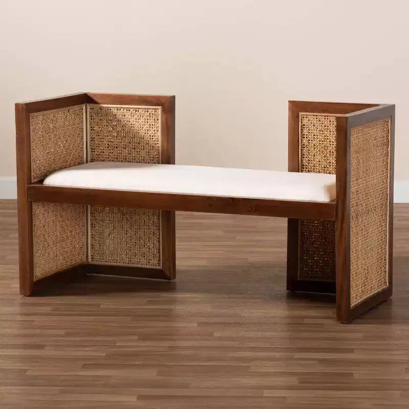 Panca Accent Lovina in Rattan e Legno di Acacia bali & pari, Miele Chiaro/Marrone Chiaro