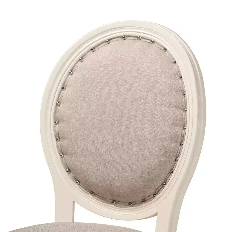 Set di 2 sedie da pranzo imbottite in tessuto Louis con finiture borchiate - Baxton Studio