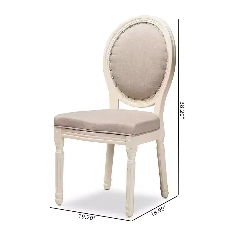 Set di 2 sedie da pranzo imbottite in tessuto Louis con finiture borchiate - Baxton Studio