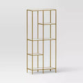 72" 3 Shelves Faux Marble and Metal Book Rack Gold - Threshold™: Contemporary Display Storage