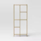 Libreria a 3 ripiani in finto marmo e metallo oro da 72" - Threshold™: contenitore espositore contemporaneo