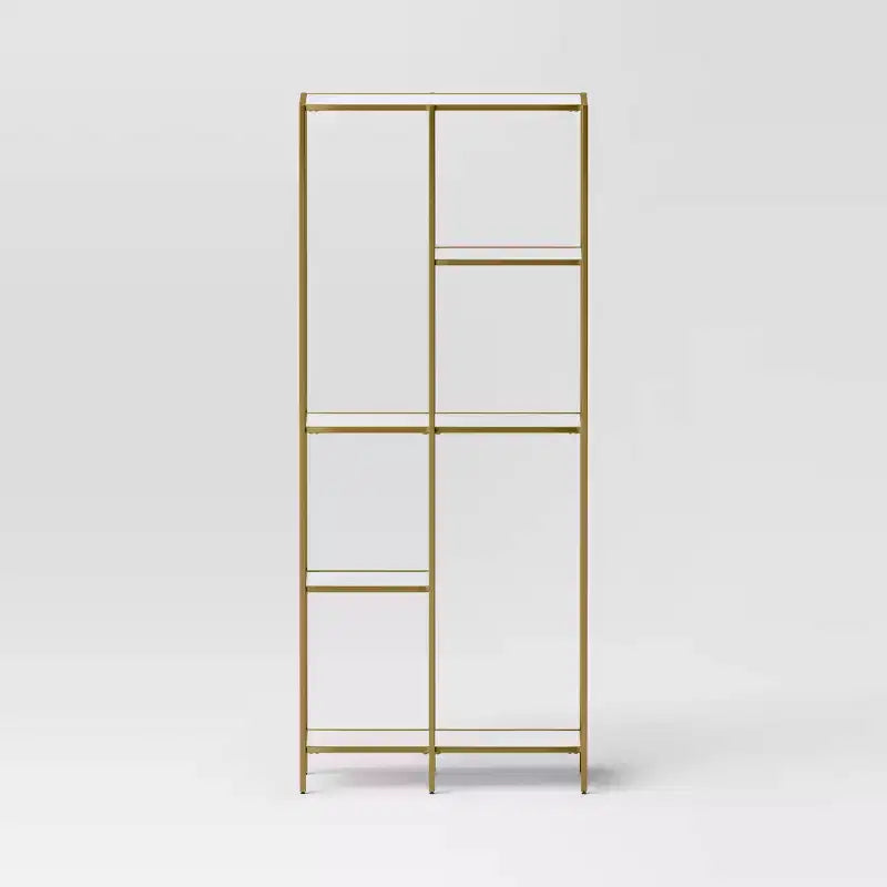 Libreria a 3 ripiani in finto marmo e metallo oro da 72" - Threshold™: contenitore espositore contemporaneo
